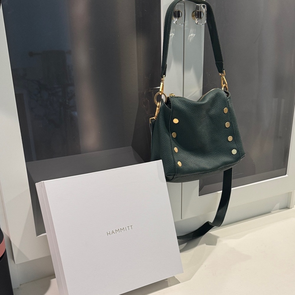Hammitt Dark Green Crossbody Bag with Gold Accents